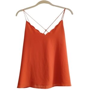 Naked Zebra‎ Size M Orange Strappy Cami Top V-Neck Criss Cross Back Flowy